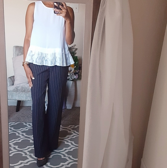 Striped Wide Leg Trousers Dress Pants Size 8 - Picture 2 of 7